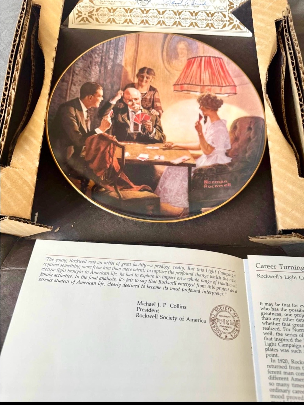 Norman Rockwell Brown and Gold Decorative Collector Plate